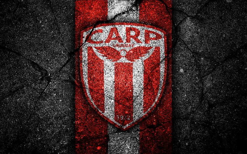 River Plate FC emblem, Uruguayan Primera Division, black stone, asphalt texture, Uruguay, FC River Plate, logo, football, soccer, CA River Plate, HD wallpaper