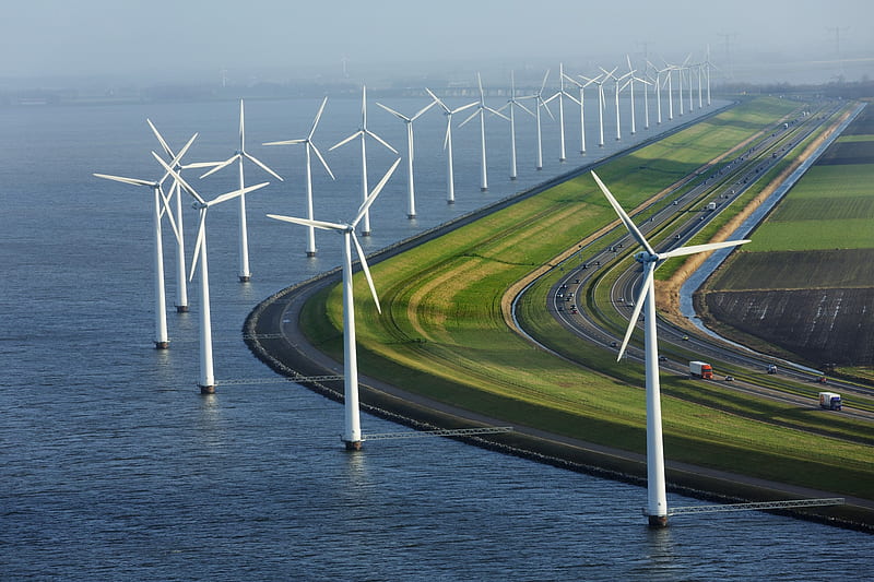 Wind Farm, architecture, clean, coastal, technology, energy, HD wallpaper