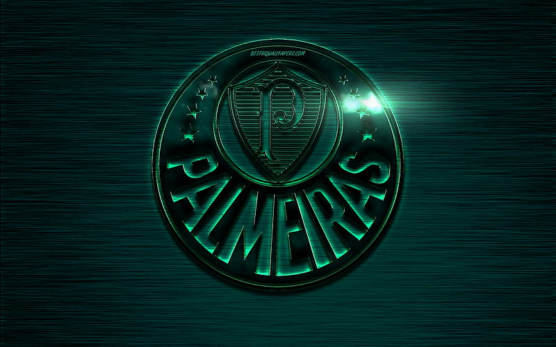 Palmeiras, creative metal logo, Brazilian Football Club, Sociedade Esportiva Palmeiras, Sao Paulo, Brazil, Series A, green metal texture, steel emblem, HD wallpaper