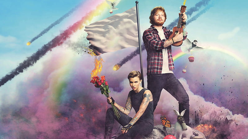 Ruby Rose And Ed Sheeran, ruby-rose, ed-sheeran, HD wallpaper