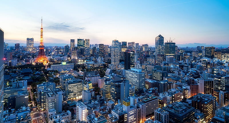 Tokyo City, japanese, tokyo, japan, city, sky, skyscrapers, HD wallpaper