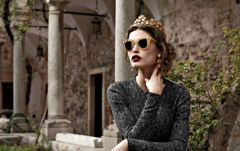Bianca Balti, sunglasses, girl, model, beauty, tiara, woman, HD wallpaper