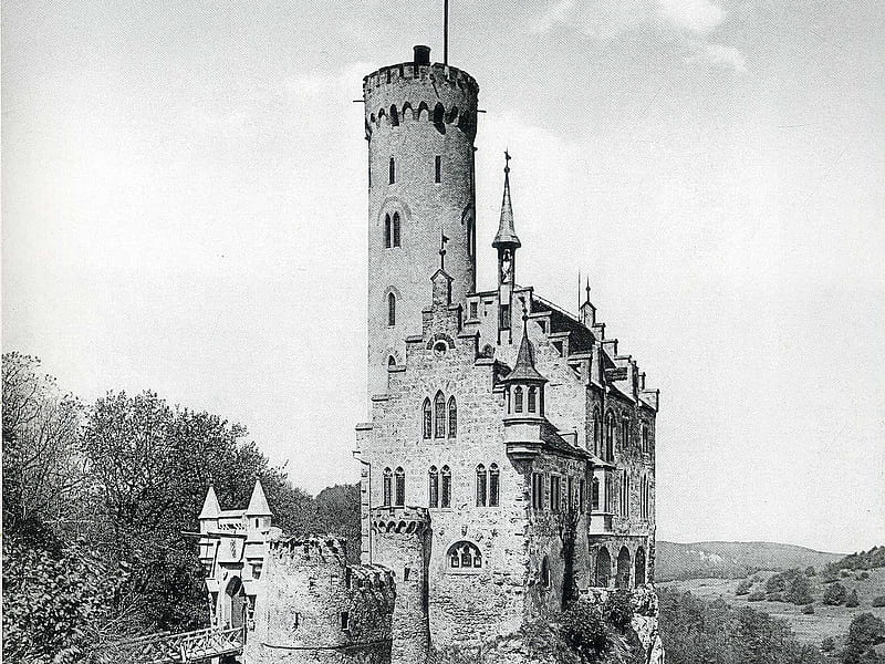 Ancient castle, black and white, gothic, horror, castle, HD wallpaper