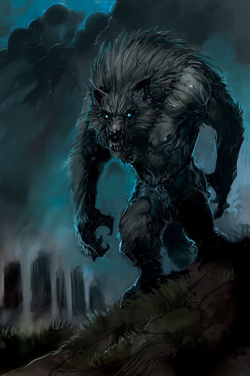 Werewolf, art, halloween, HD phone wallpaper