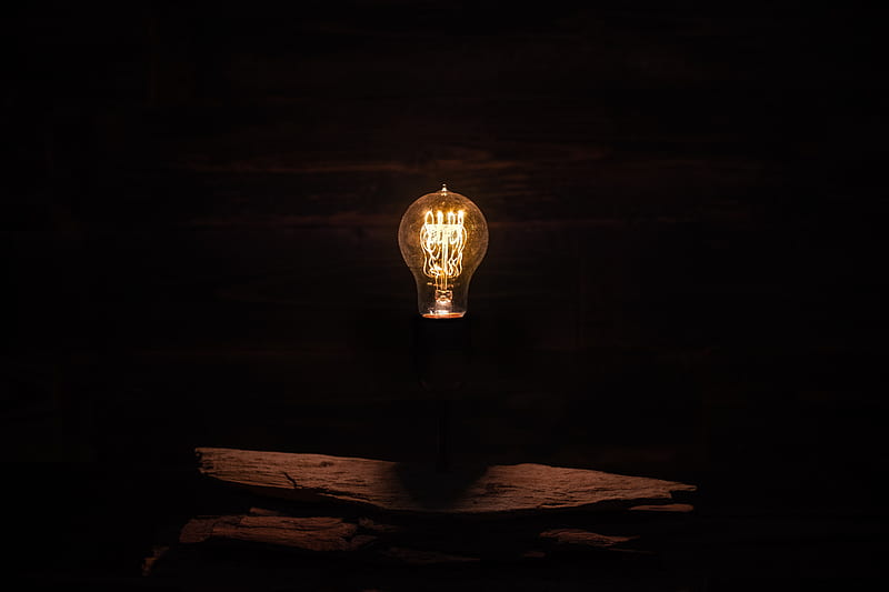 lighted incandescent lamp on wall, HD wallpaper