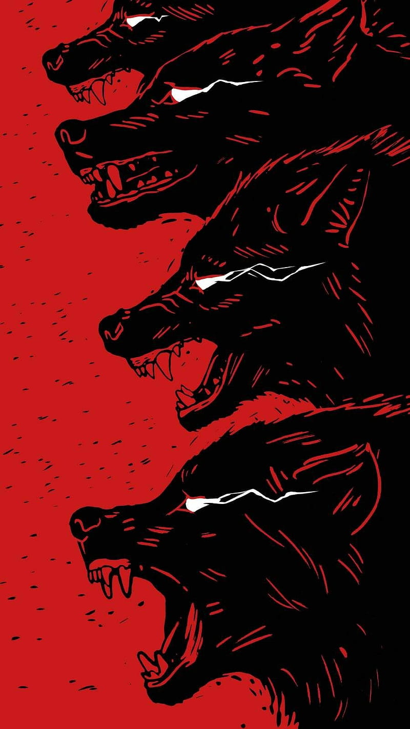 4 Wolfs, Red, Bad, Wolf;, HD phone wallpaper
