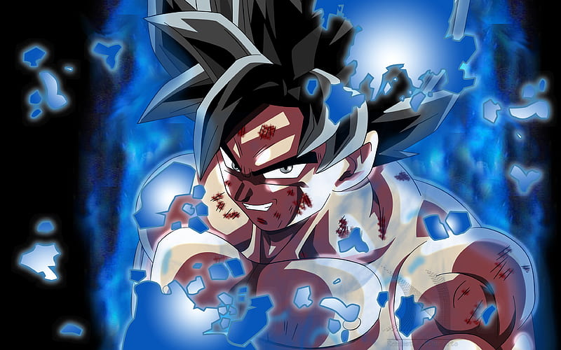 Son Goku, anime, black, blue, dragon ball, hero, ultra instinct goku, white, HD wallpaper