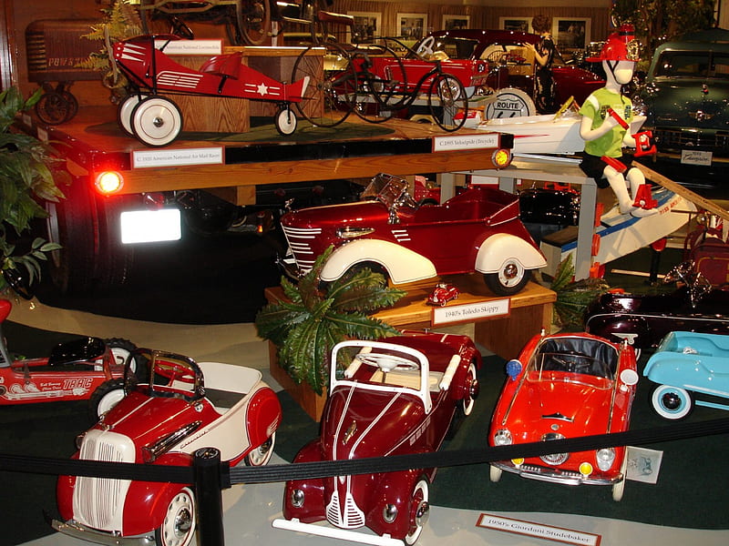 Old Toy Pedal Cars, Museum, Pedal Cars, Toys, Antique, HD wallpaper