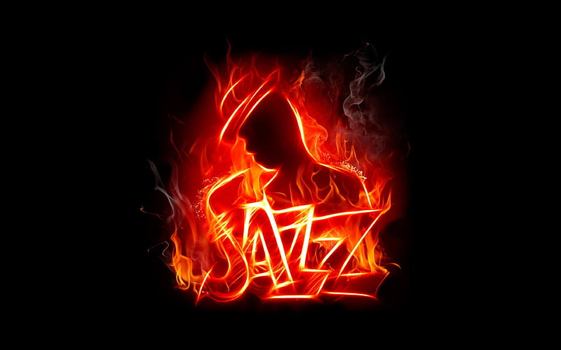 jazz, fire flames, saxophone, creative, HD wallpaper