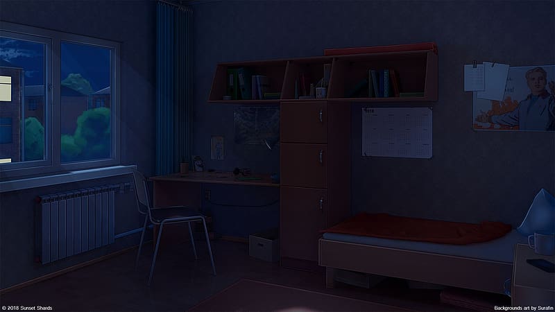 Anime, Night, Room, Bedroom, Desk, HD wallpaper