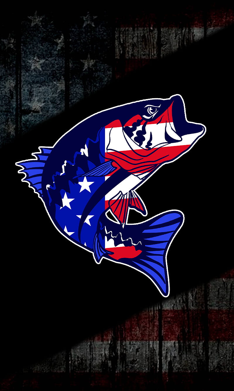 American flag with bass fish bass fishing Vector Image