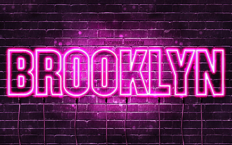 Brooklyn with names, female names, Brooklyn name, purple neon lights, horizontal text, with Brooklyn name, HD wallpaper