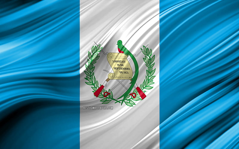 Guatemalan flag, North American countries, 3D waves, Flag of Guatemala, national symbols, Guatemala 3D flag, art, North America, Guatemala, HD wallpaper