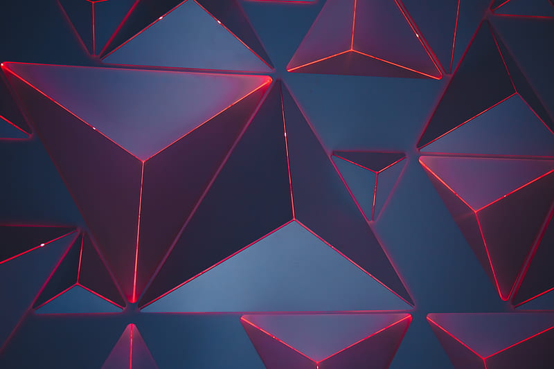 blue and red triangles, HD wallpaper