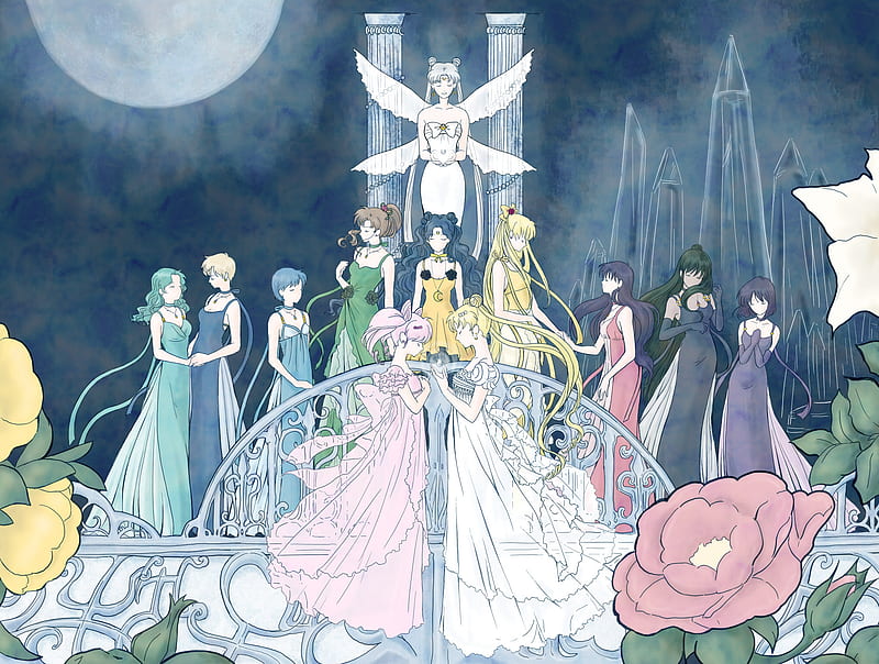 Bishoujo Senshi, guardians, moon, night, sailor, sailor moon, tsuki, usagi, HD wallpaper