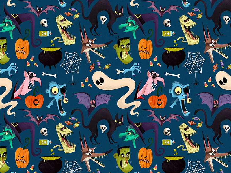 Texture, halloween, pumpkin, pot, paper, witch, pattern, spider, ashley odell, ghost, web, HD wallpaper