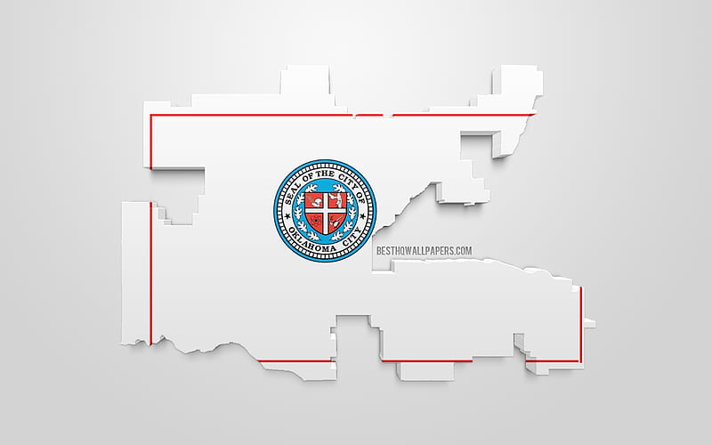Oklahoma City map silhouette, 3d flag of Oklahoma City, American city, 3d art, Oklahoma City 3d flag, Oklahoma, USA, Oklahoma City, geography, flags of US cities, HD wallpaper