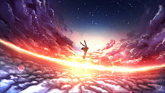 Starry Night Sky Moon Stars Anime Scenery 8K Wallpaper #6.2218