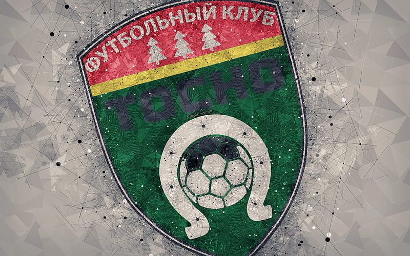 Tosno FC Russian Premier League, creative logo, geometric art, emblem, Russia, football, Tosno, gray abstract background, FC Tosno, HD wallpaper