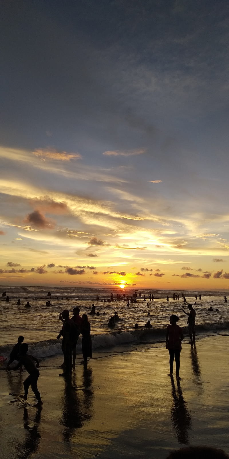 beach, cloud, cox bazar, nature, sky, sun, sunset, HD phone wallpaper