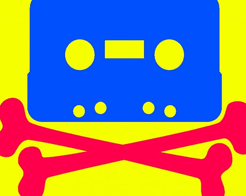 Gabbernetz Frenchcore, cassette, music, labrano, yellow, gizzzi, frenchcore, skull tape, gabbernetz, bones, tabe, skull, pink, blue, HD wallpaper