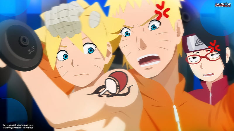 Naruto, Boruto, Boruto Uzumaki, Naruto Uzumaki, Sarada Uchiha, HD wallpaper