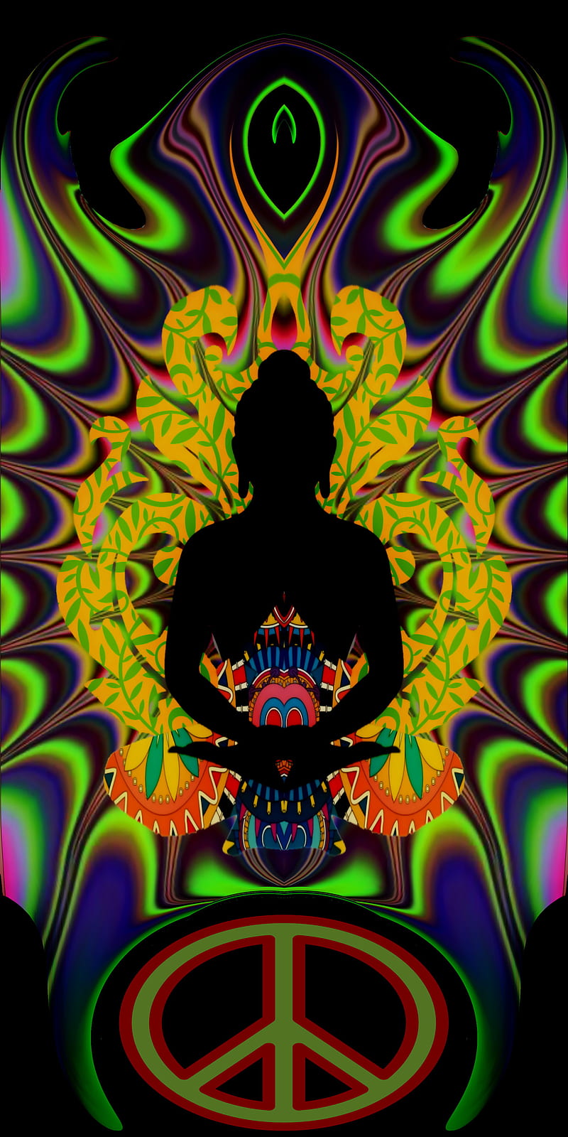 Psychedelic Buddha, abstract, art, buddha, colorful, pattern, psicodelia, HD phone wallpaper