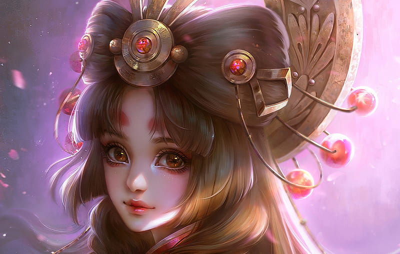 Fantasy Girl Fantasy Frumusete Luminos Jewel Face Pink Zuki Ho Art S Q Hd Wallpaper 3752