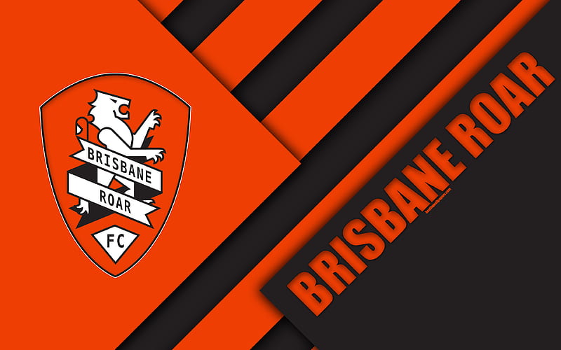 Brisbane Roar FC Australian Football Club, material design, logo, orange black abstraction, A-League, Brisbane, Australia, emblem, football, HD wallpaper