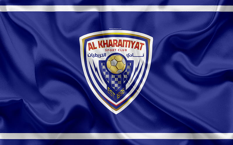 Al Kharaitiyat SC Qatar football club, emblem, logo, Qatar Stars League, Doha, Qatar, football, silk texture, flag, HD wallpaper