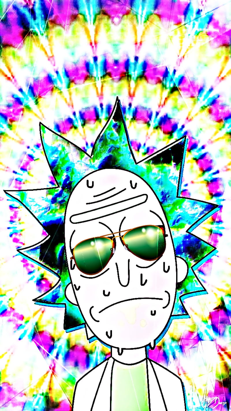 Rick and Morty, colorful, moon, rainbow, space, trippy, HD phone