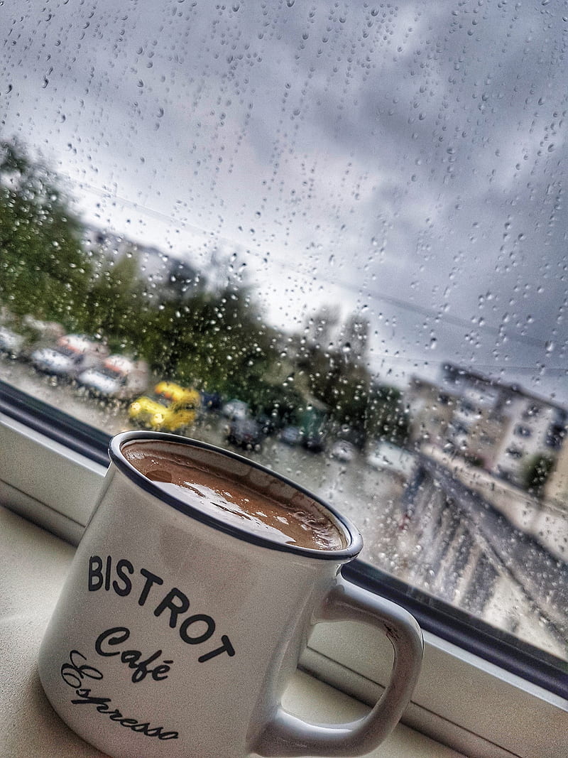 Coffe , coffee, morning, rainy, HD phone wallpaper