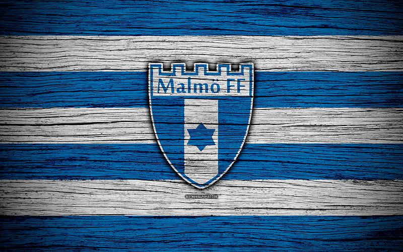 Malmo FC Allsvenskan, soccer, football club, Sweden, Malmo, emblem, wooden texture, FC Malmo, HD wallpaper