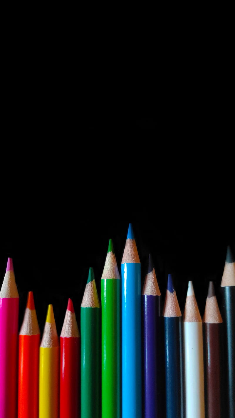 Colourful pencils, Black background, black, chamiyaart, colour pencils,  colours, HD phone wallpaper | Peakpx