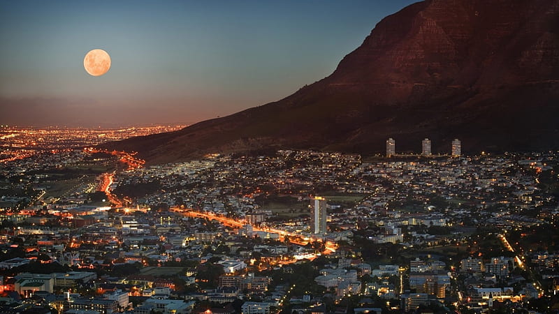 Cape Town - South Africa, night time, modern, city, Cape Town, cape point, South Africa, HD wallpaper