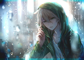 Anime boy, hoodie, profile view, sad expression, Anime, HD wallpaper