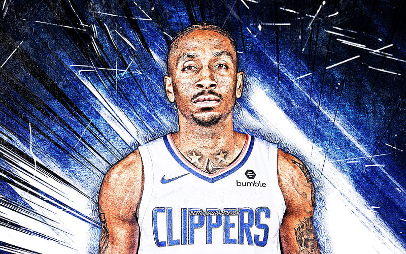 Rodney McGruder, grunge art, Los Angeles Clippers, NBA, basketball, blue abstract rays, Rodney Christian McGruder, USA, Rodney McGruder Los Angeles Clippers, creative, Rodney McGruder , LA Clippers, HD wallpaper