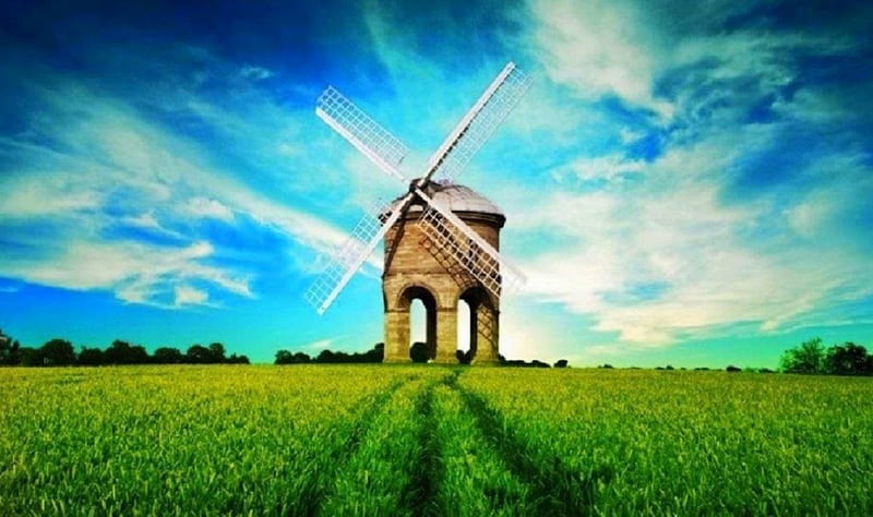 Special Windmill, Windmill, Fantasy, grass, field, HD wallpaper | Peakpx
