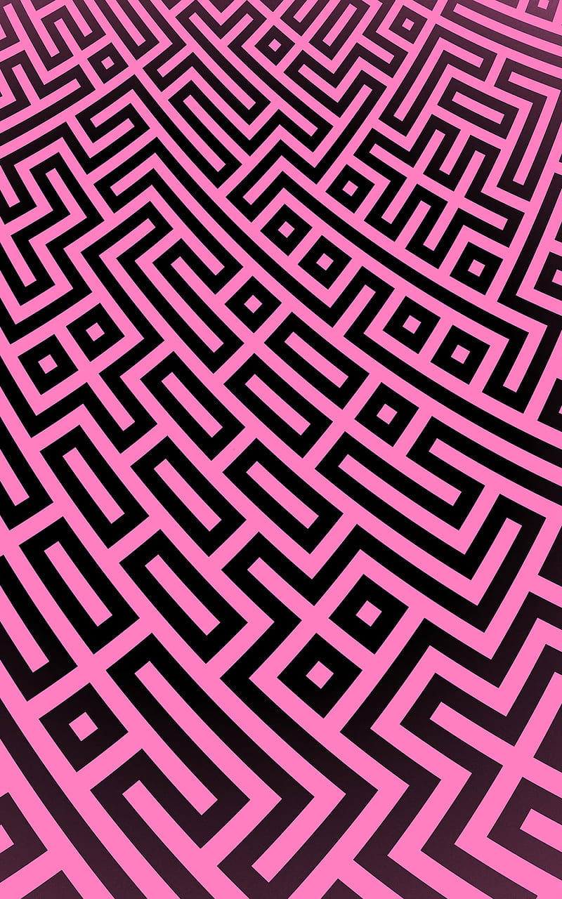 pattern, geometric, lines, pink, black, HD phone wallpaper
