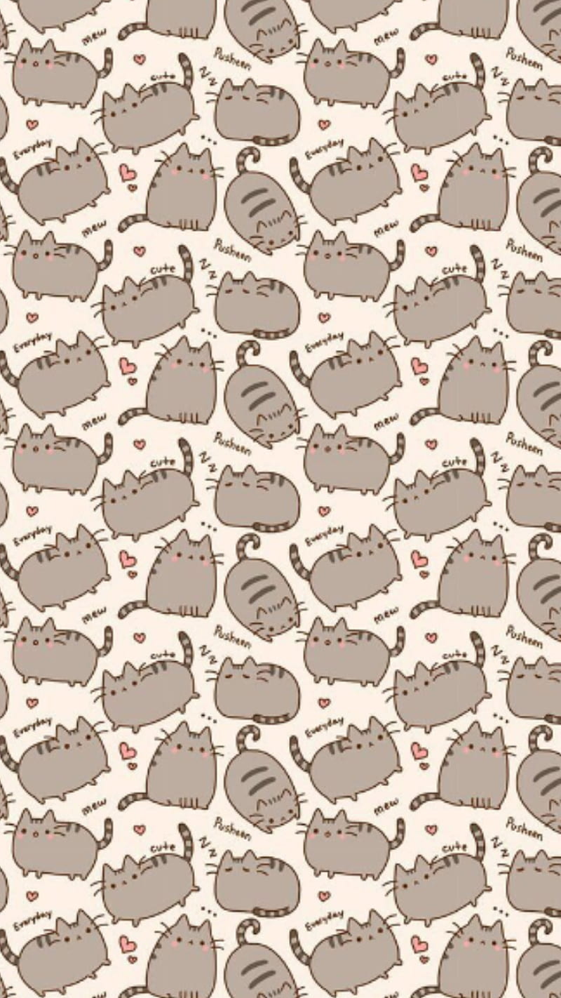 Pusheen, cat, cat pattern, cats, cute, pattern, patterns, pusheen the cat, HD phone wallpaper