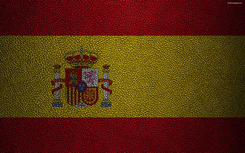 Flag of Spain leather texture, Spanish flag, Europe, flags of Europe, Spain, HD wallpaper