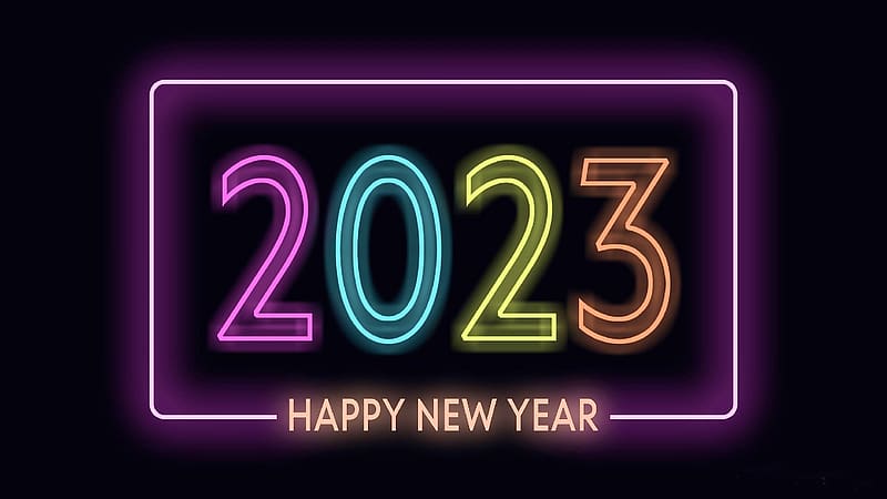 Happy New Year ~ 2023, 2023, neon, abstract, new year, HD wallpaper