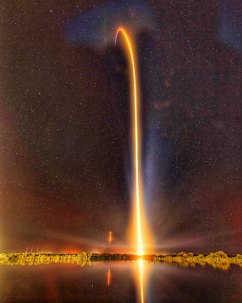 Space X Launch, dark, fire, night, rocket, space x, stars, HD phone wallpaper