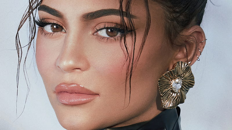 Kylie Jenner Vogue Hk 2021, kylie-jenner, celebrities, girls, model, hoot, red-dress, closeup, face, HD wallpaper