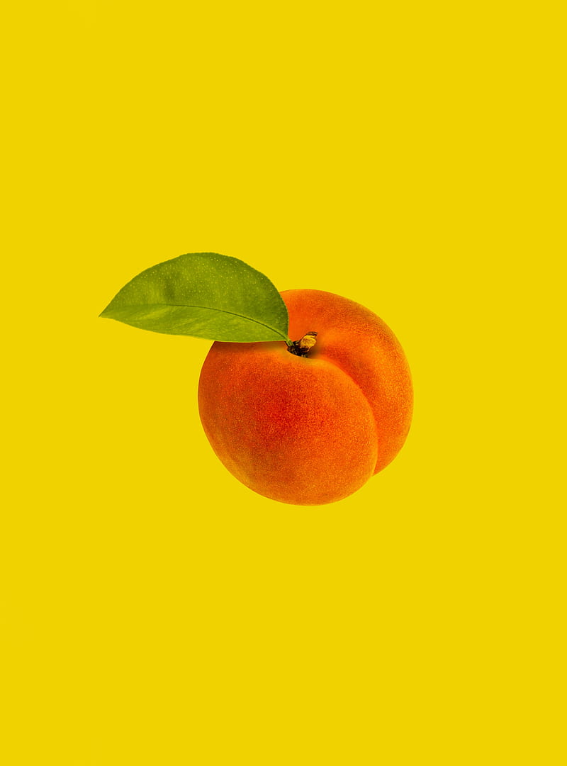 peach, leaf, fruit, yellow, HD phone wallpaper