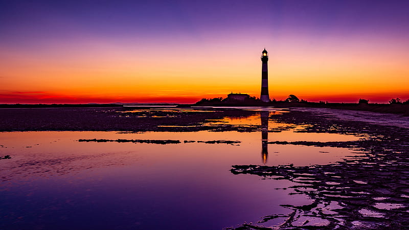 Lighthouse Colorful Sunrise , lighthouse, colorful, sunrise, nature, sky, evening, HD wallpaper