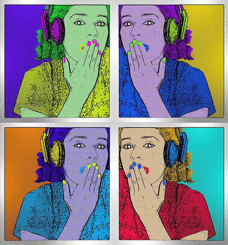 artwork, digital art, Andy Warhol, pop art, light blue, illustration, lipstick, nails, colored nails, colorful, violet, green, blue, orange, red, sky blue, hop, vector art, HD phone wallpaper