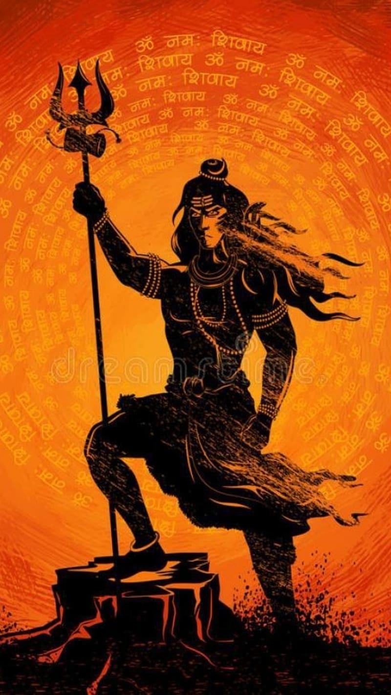 Lord Shiva , Orange Background, god, mahadev, HD phone wallpaper