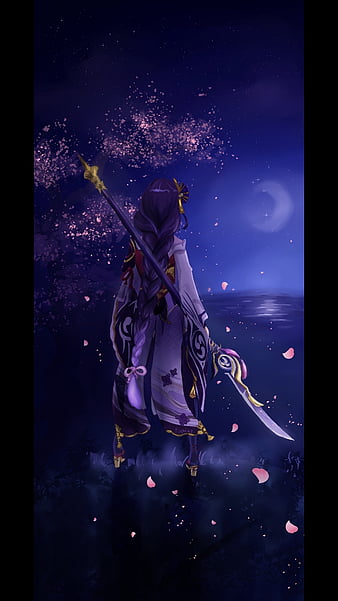 Purple Eyes Shogun In Blue Background Baal Raiden Shogun, HD wallpaper ...