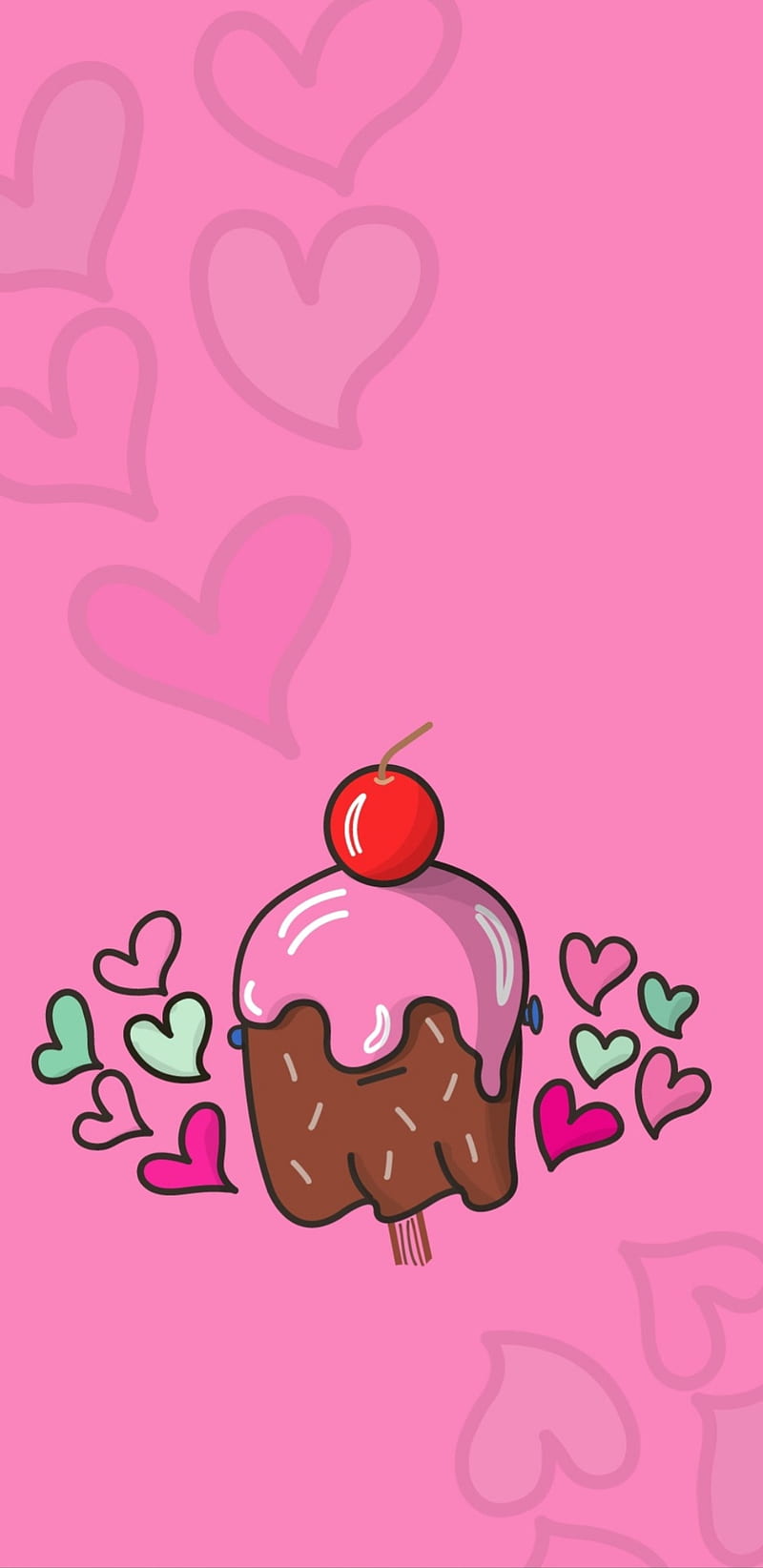 Love Pudding, cherry, heart, pink, sweets, yummy, HD phone wallpaper